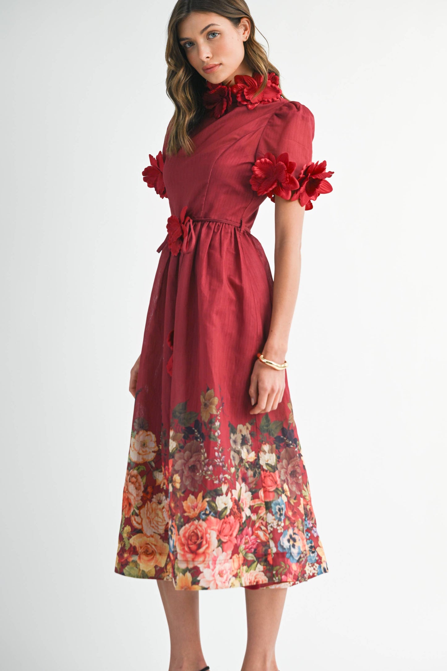 Black Floral Midi Dress