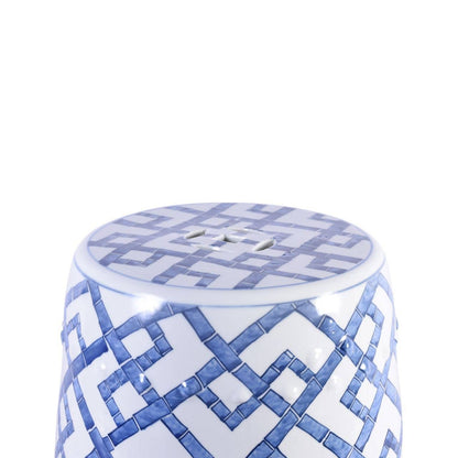 Blue and White Bamboo Joints Garden Stool