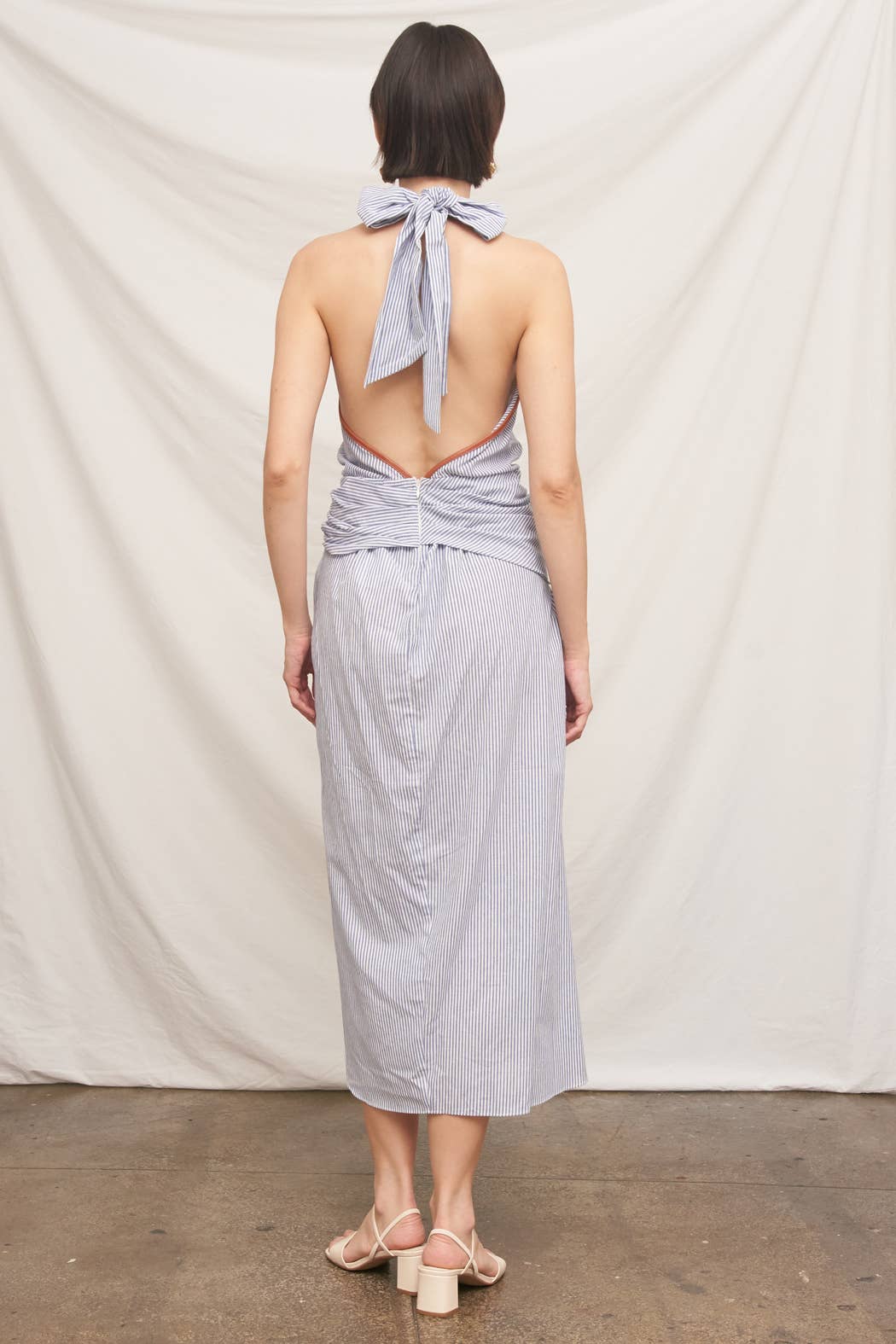 Light Blue Halter Neck Midi Dress