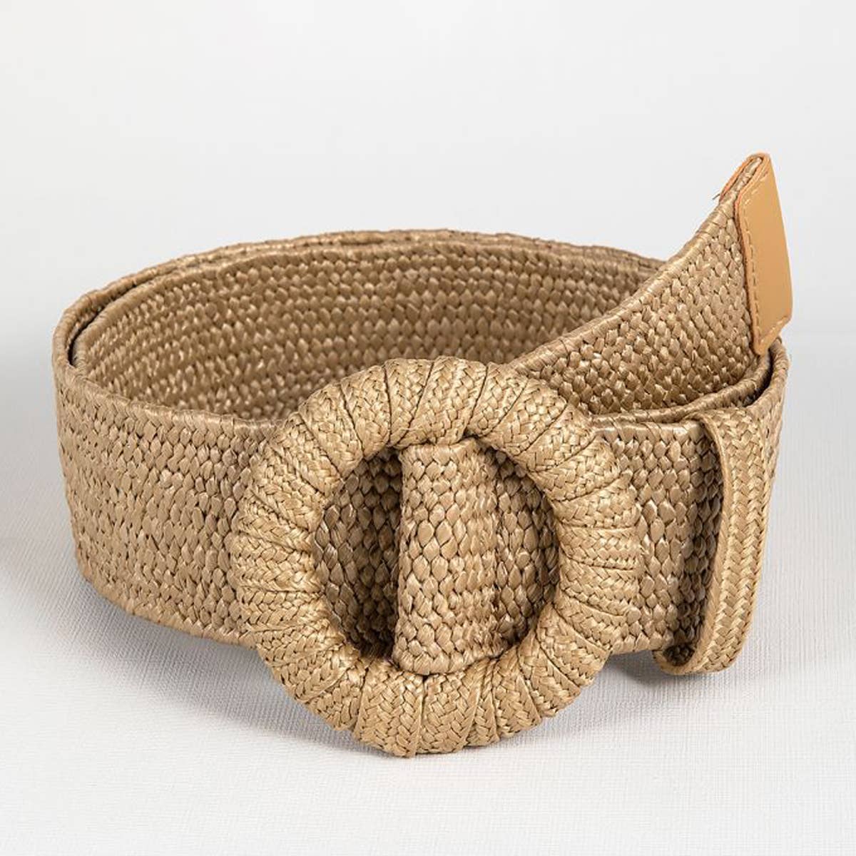LIGHT BROWN BRAIDED ELASTIC BELT