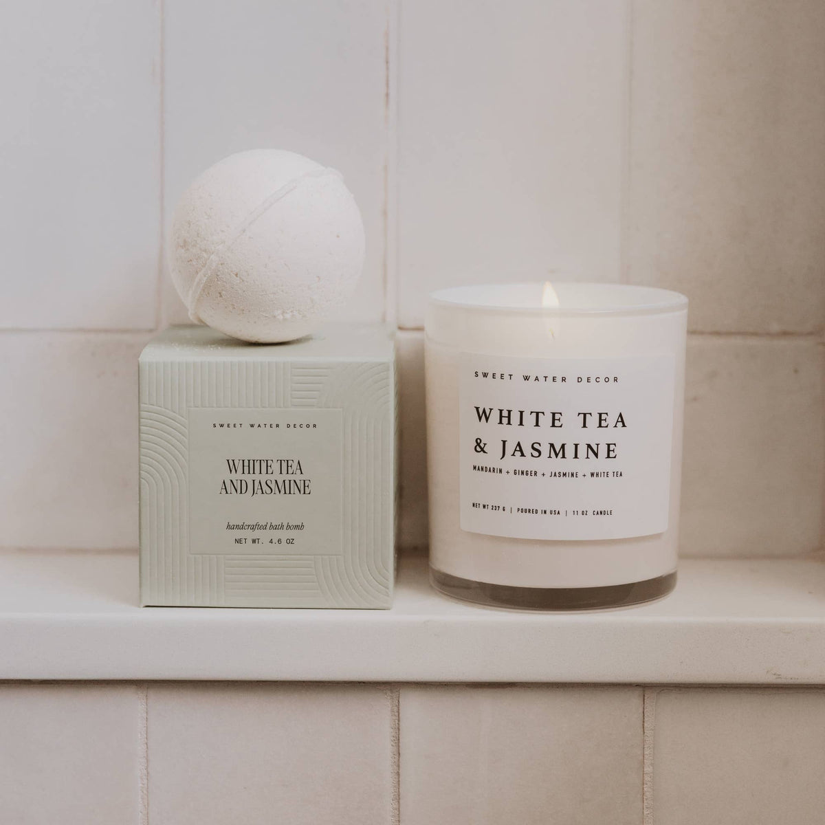 White Tea and Jasmine 11 oz Soy Candle - Home Decor