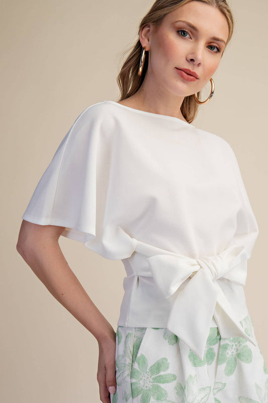 White Two Way Tie Top