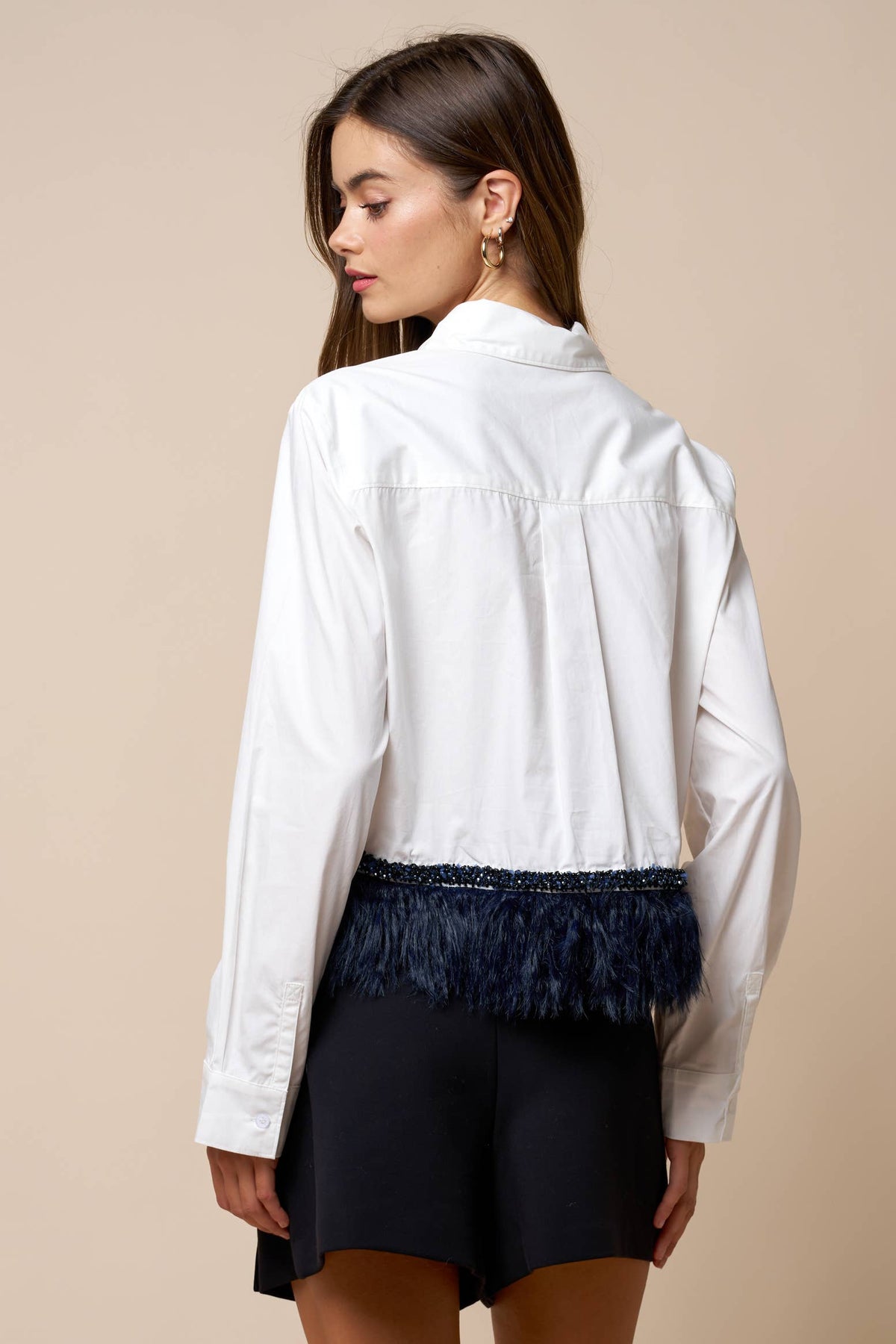White Oxford with Feather Hem