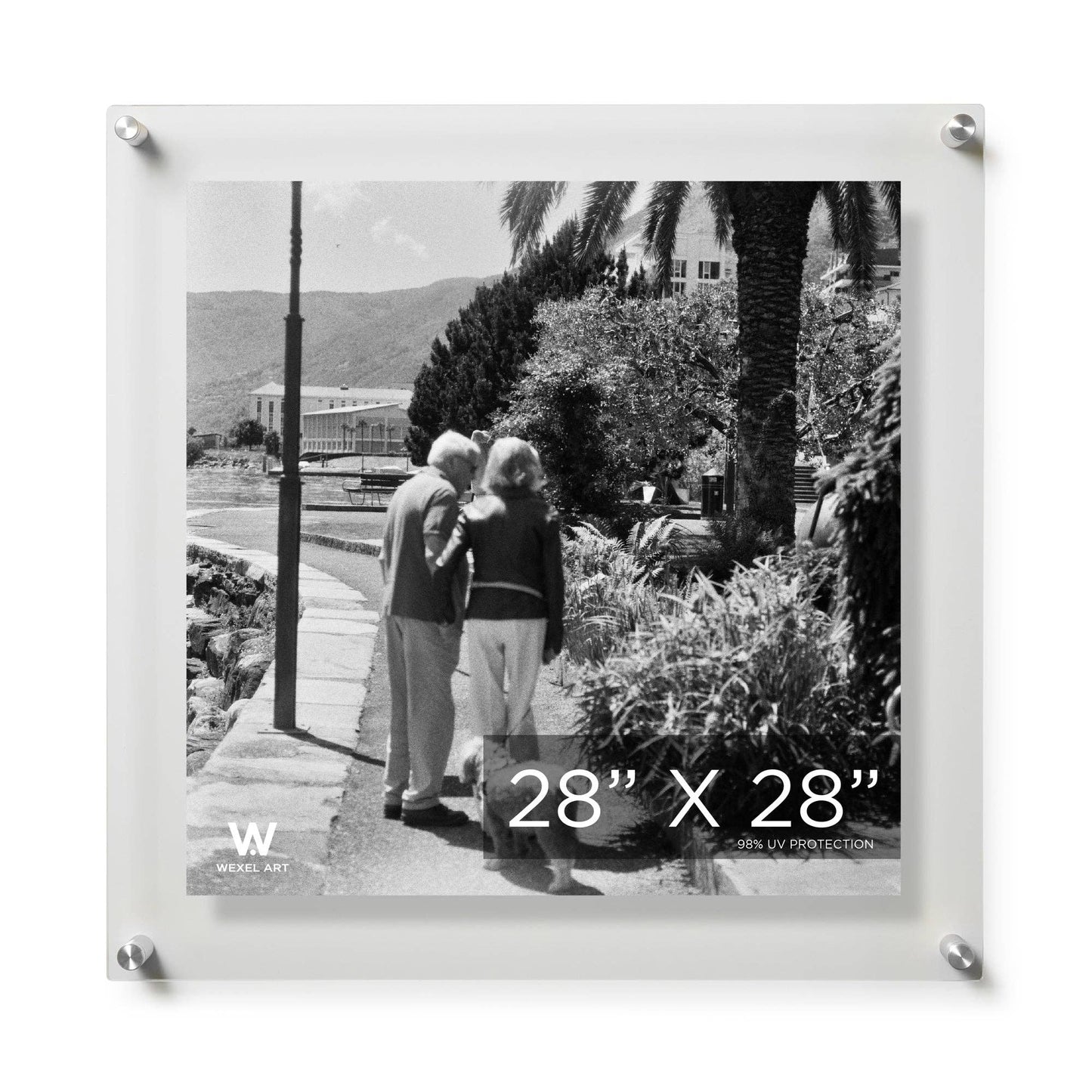 28x28" Modern UV-Grade Acrylic Floating Wall Frame: Gold