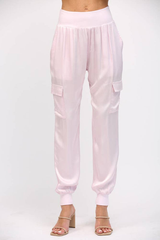 LILAC SATIN JOGGERS