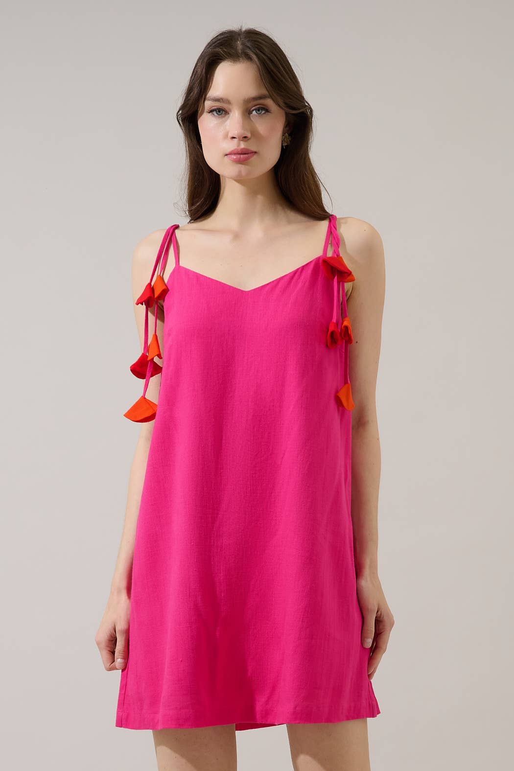 Fuchsia Tassel Mini Dress