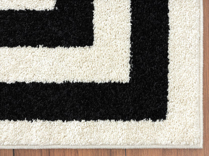 Abani Casa CAS120A -  Contemporary Black & Ivory Rectangular: 8'11" x 12'
