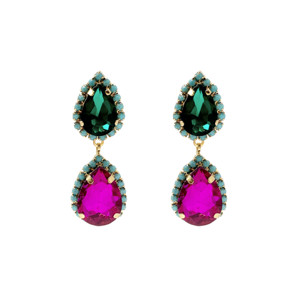 Louise Earrings: Hot Pink & Mint