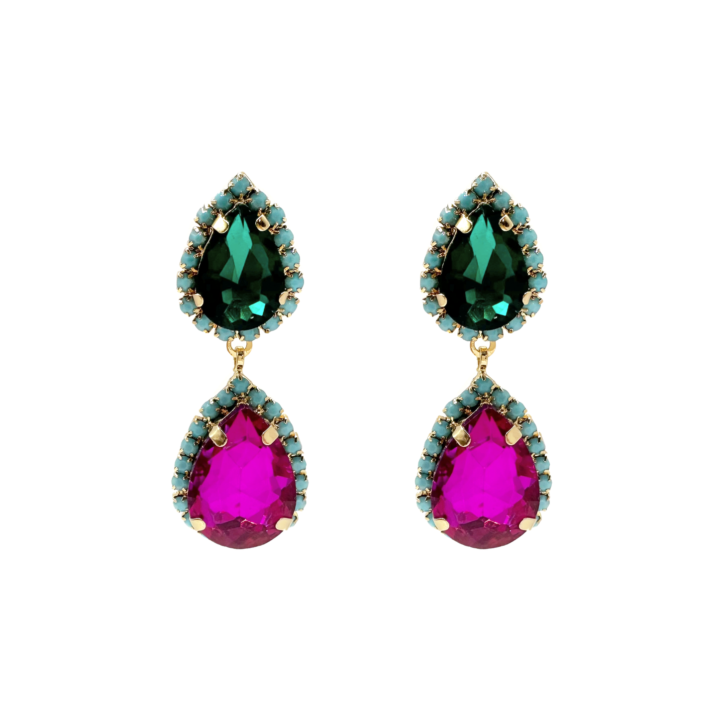 Louise Earrings: Navy & Turquoise