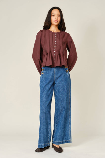 WIDE JEANS - SIDE BUTTON DETAIL