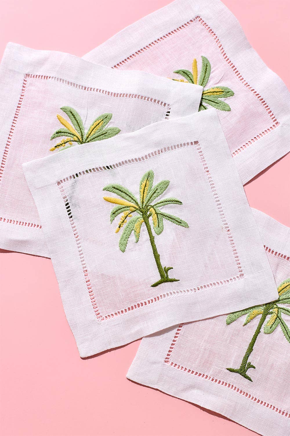Palm Embroidered Cocktail Napkins