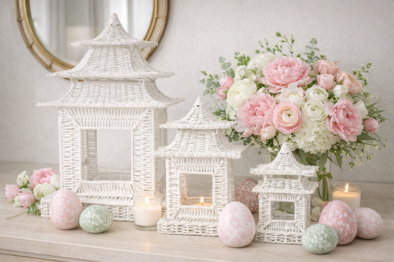 Large White Wicker Pagoda