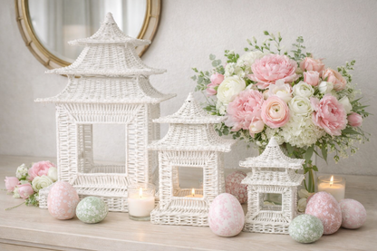 Medium White Wicker Pagoda