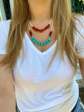 Load image into Gallery viewer, Turquoise, Red Coral &amp; Pearl Necklace
