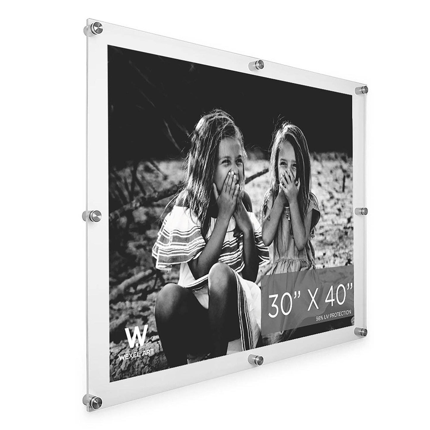 30x40" Modern UV-Grade Acrylic Floating Wall Frame: Gold