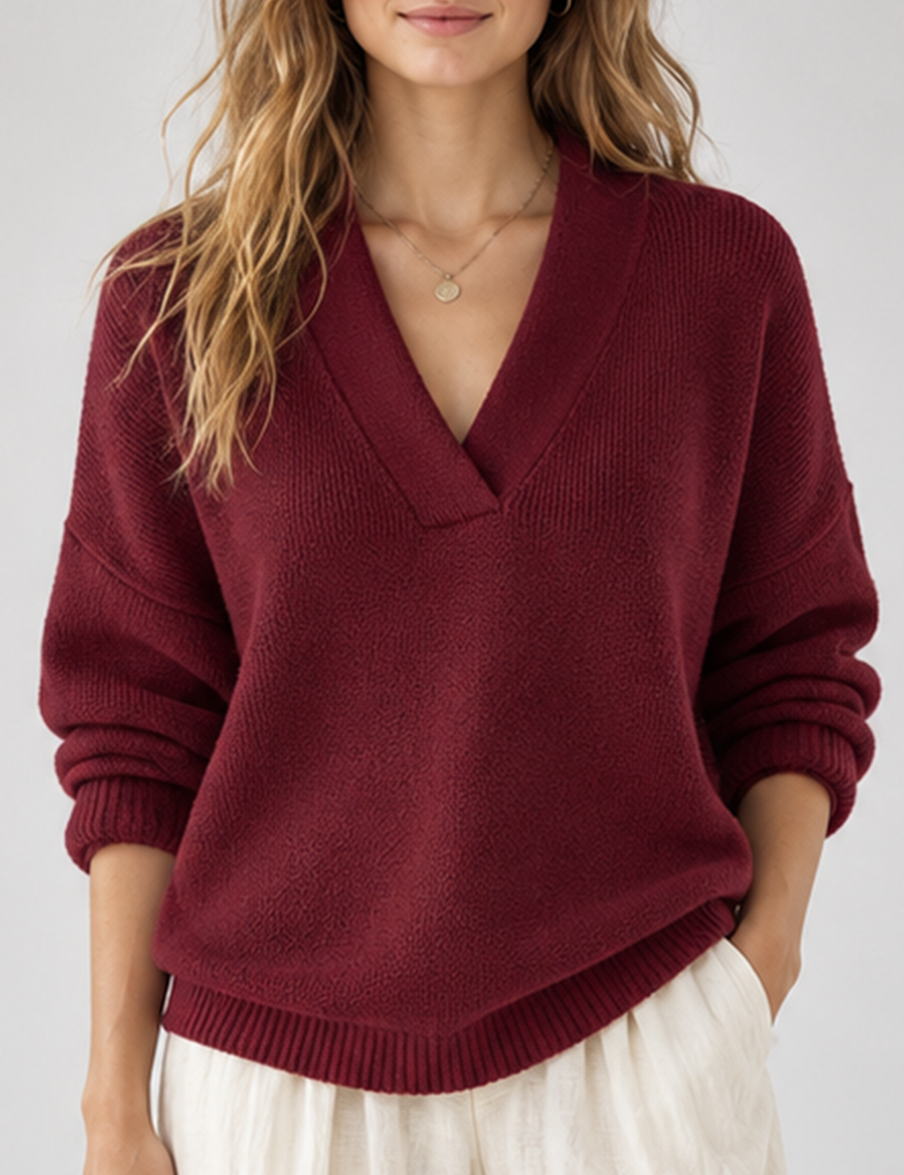 Pink V-Neck Sweater