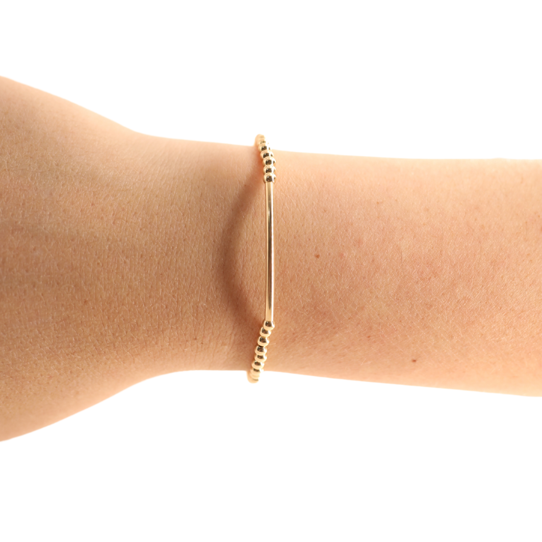 3mm Gold Bar Beaded Bracelet: Petite