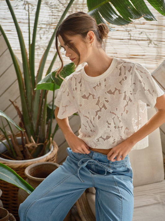 LACE FLORAL TOP