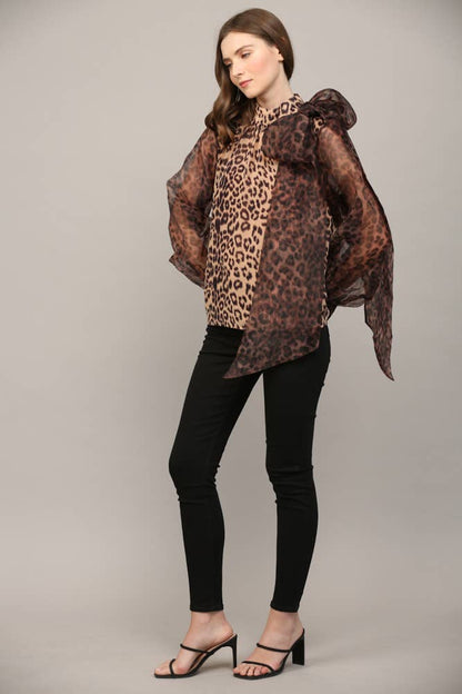 LEOPARD BOW BLOUSE