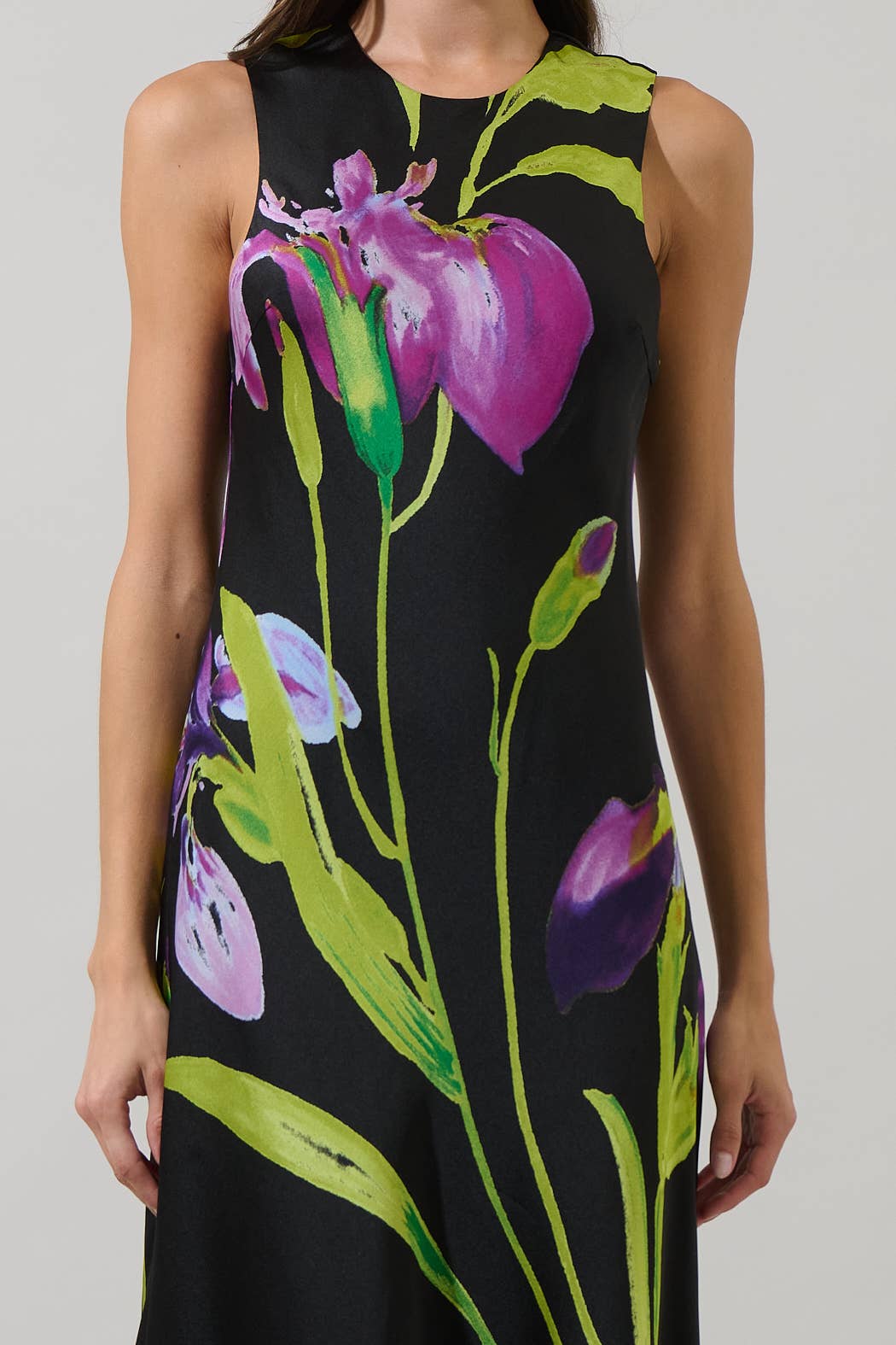 Floral Satin Midi Dress