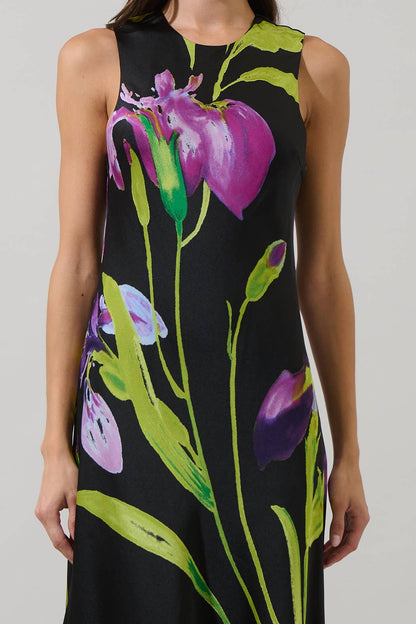 Floral Satin Midi Dress