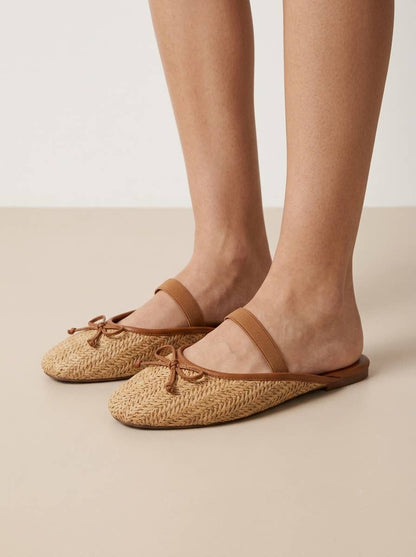 Gold Ballet Flat Mules