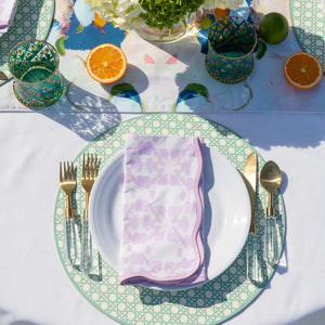 Mosaic Lavender Scalloped Dinner Napkins - Set of 4
