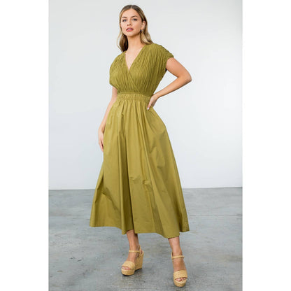 Olive Smocked Maxi Dress