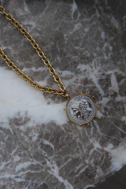 TWO TONED COIN NECKLACE