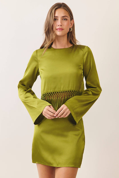 Green Satin fringe Set