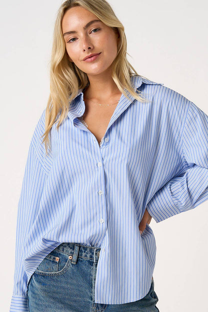 BLUE & WHITE STRIPED BUTTON DOWN