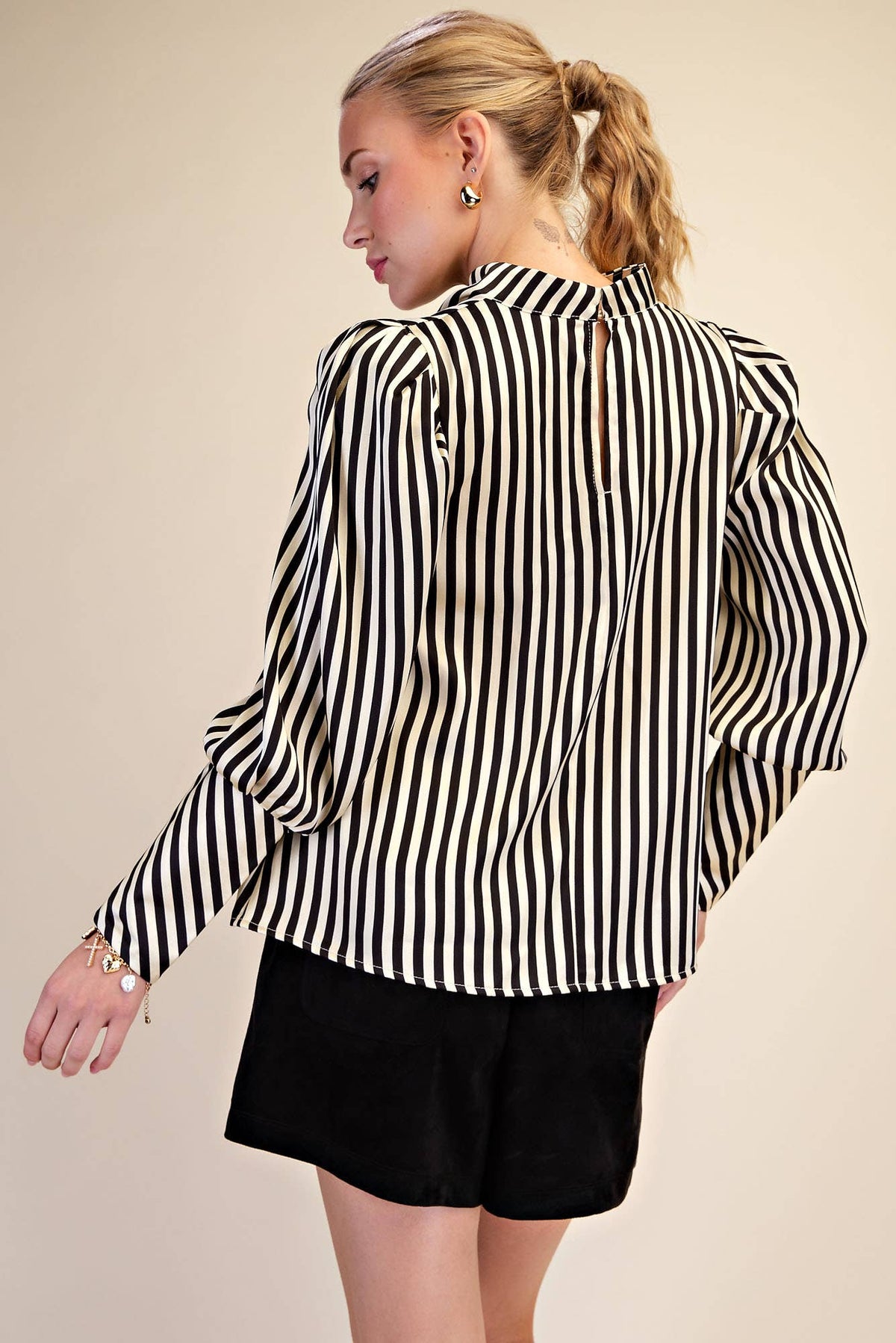 Black & White Striped Stain Blouse