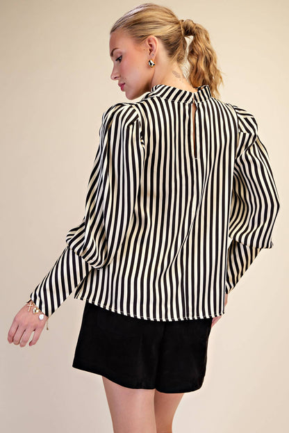 Black & White Striped Stain Blouse