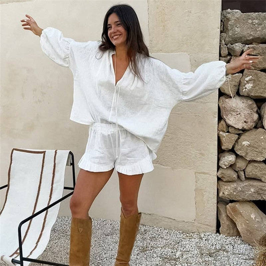 White Casual Short Set