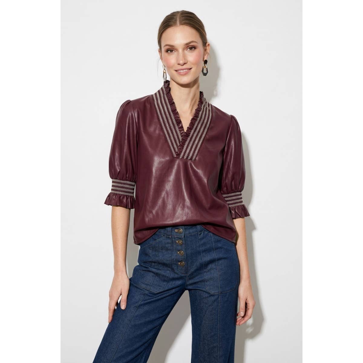 Vegan Leather Top - Wine