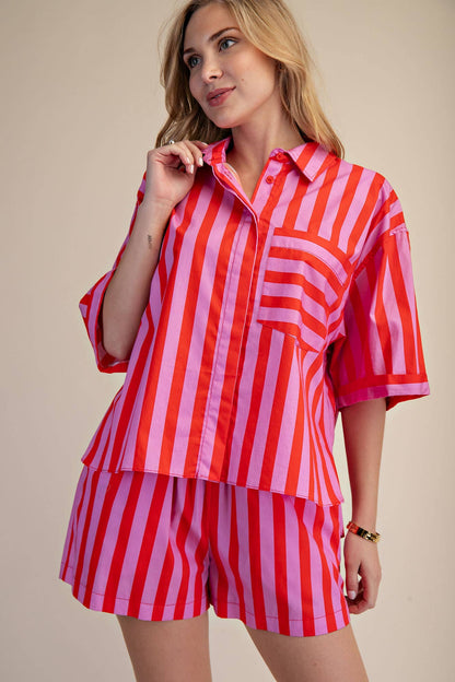 Black & White Striped Short Set