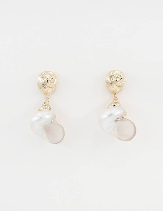 White Shell Dangle Earrings