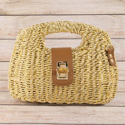 Gold Straw Woven Handbag