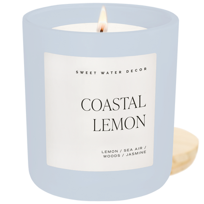 Coastal Lemon 15 oz Soy Candle, Matte Jar - Home Decor