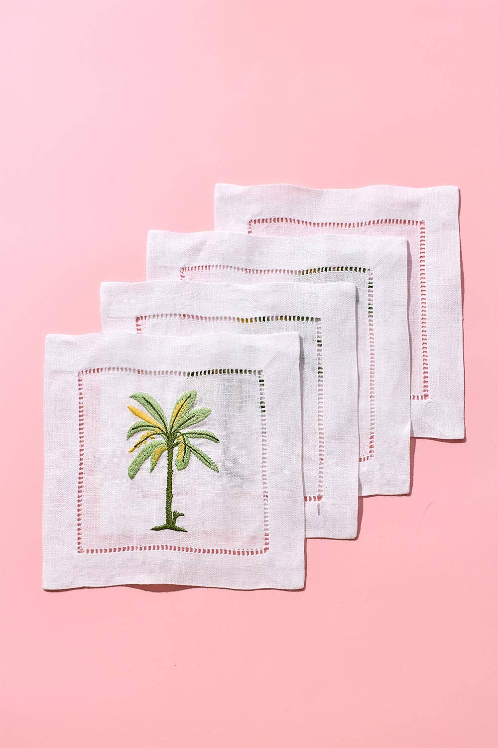 Palm Embroidered Cocktail Napkins