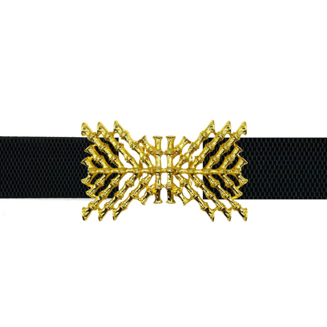 Gold Crisscross Bamboo Belt Buckle