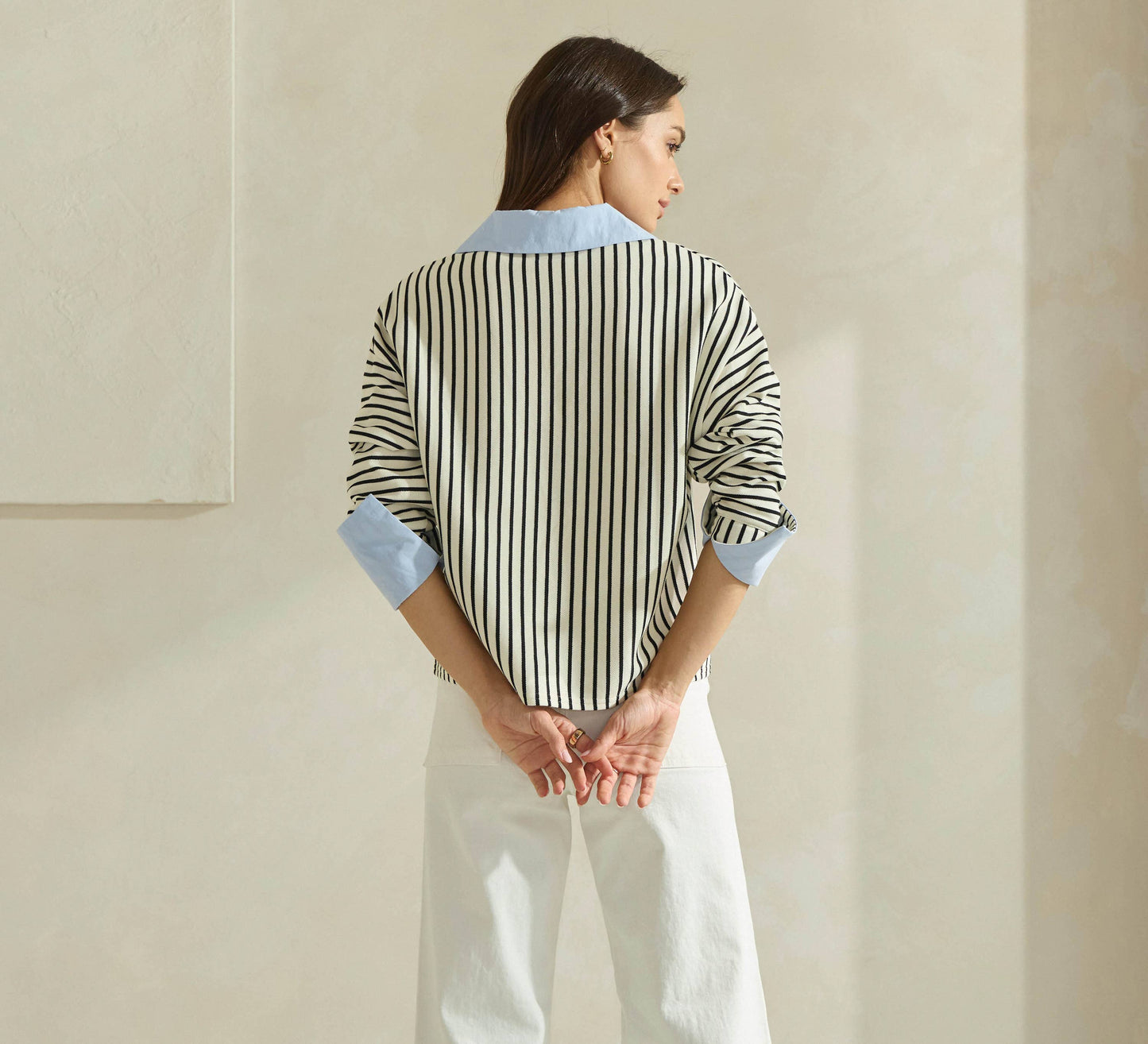 Ivory & Blue Striped Top