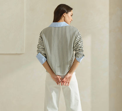 Ivory & Blue Striped Top