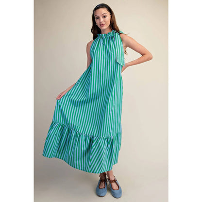 Green Striped Midi Dress