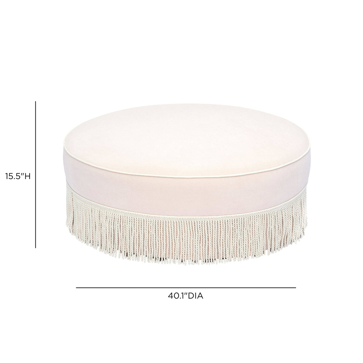 Pink Tasseled Round Ottoman