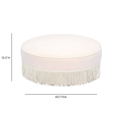 Pink Tasseled Round Ottoman