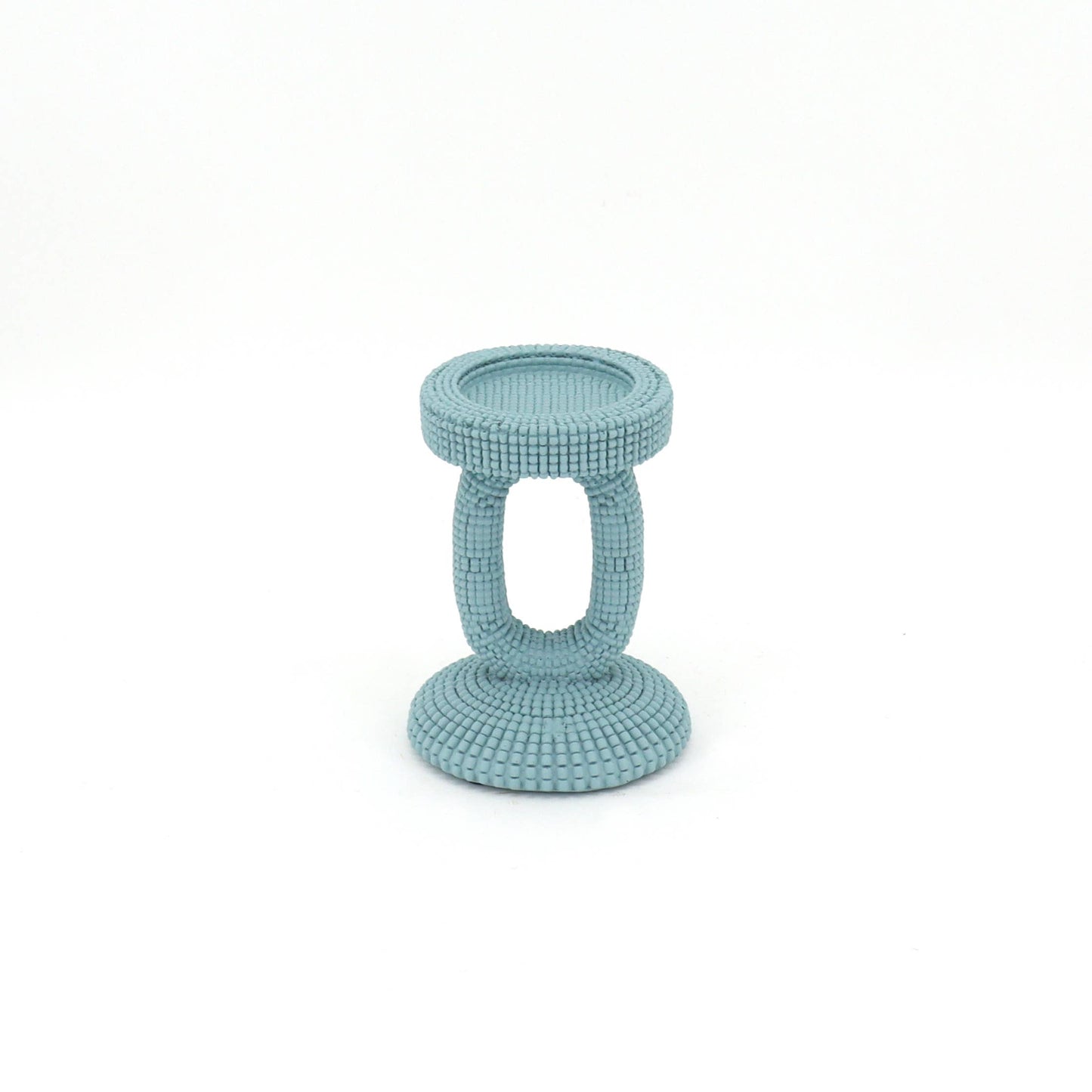 Small Blue Beaded Candle Holder