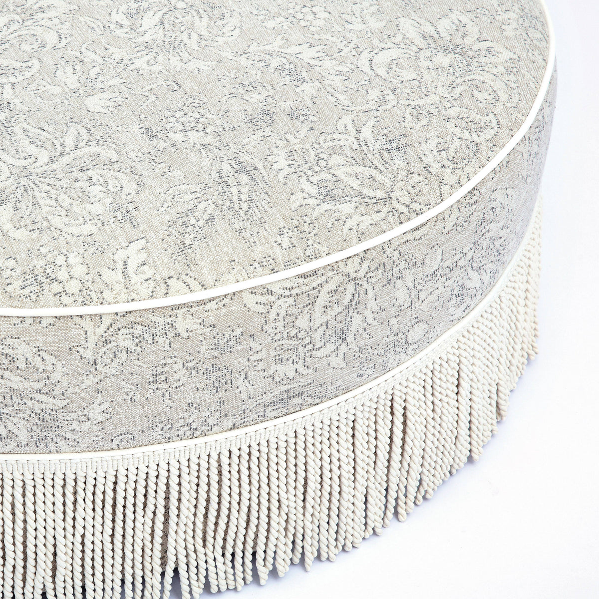 Pink Tasseled Round Ottoman
