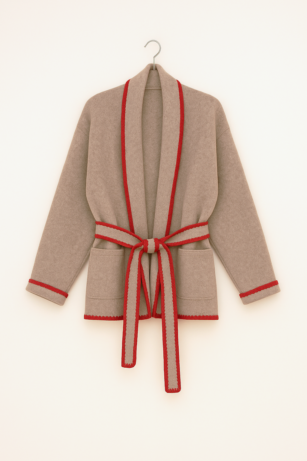 Taupe Belted Cardigan