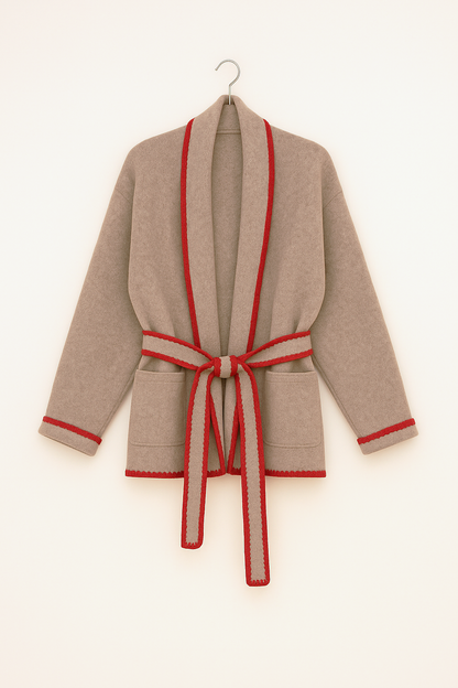 Taupe Belted Cardigan